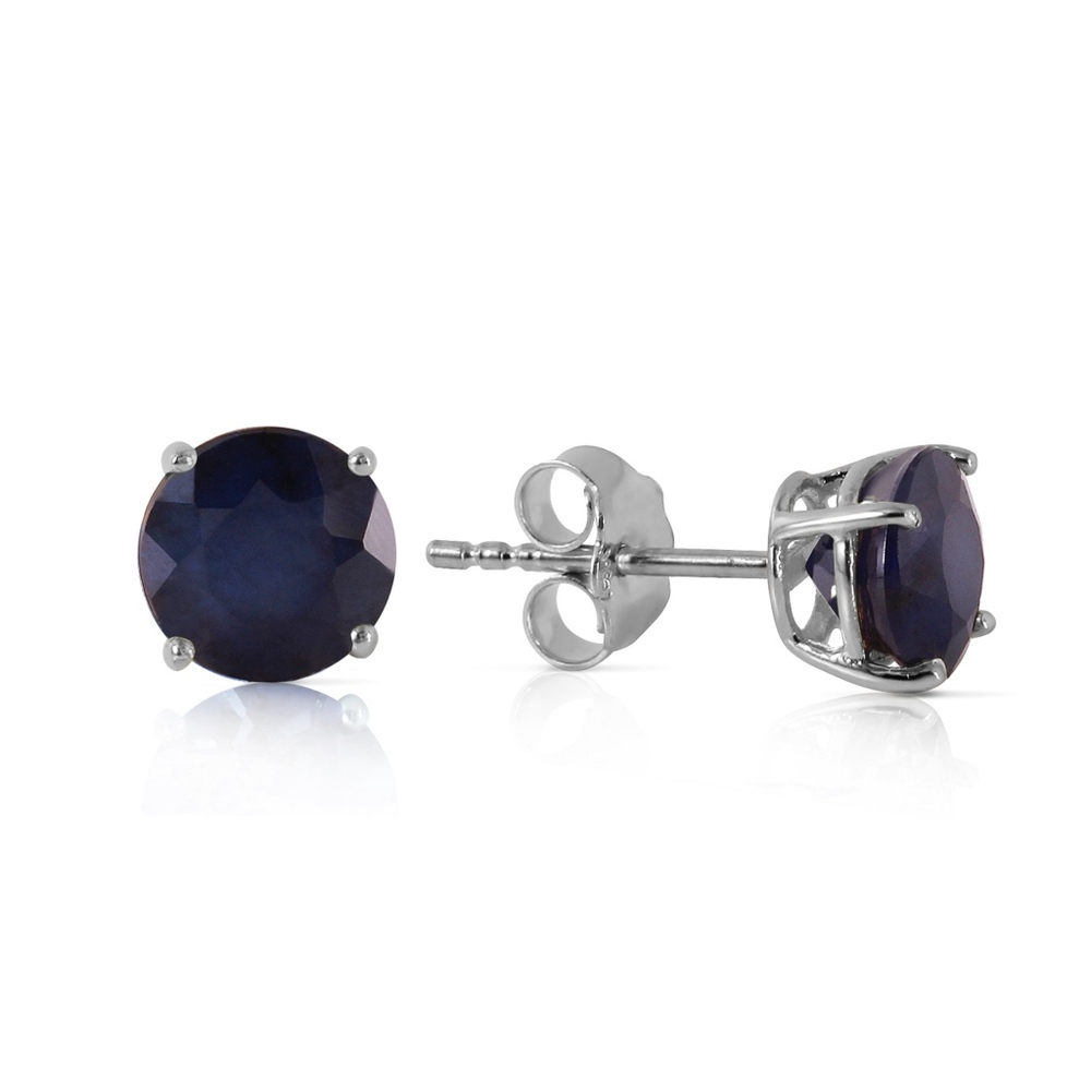 GOLD STUD EARRINGS WITH NATURAL SAPPHIRES - Picture 3 of 5